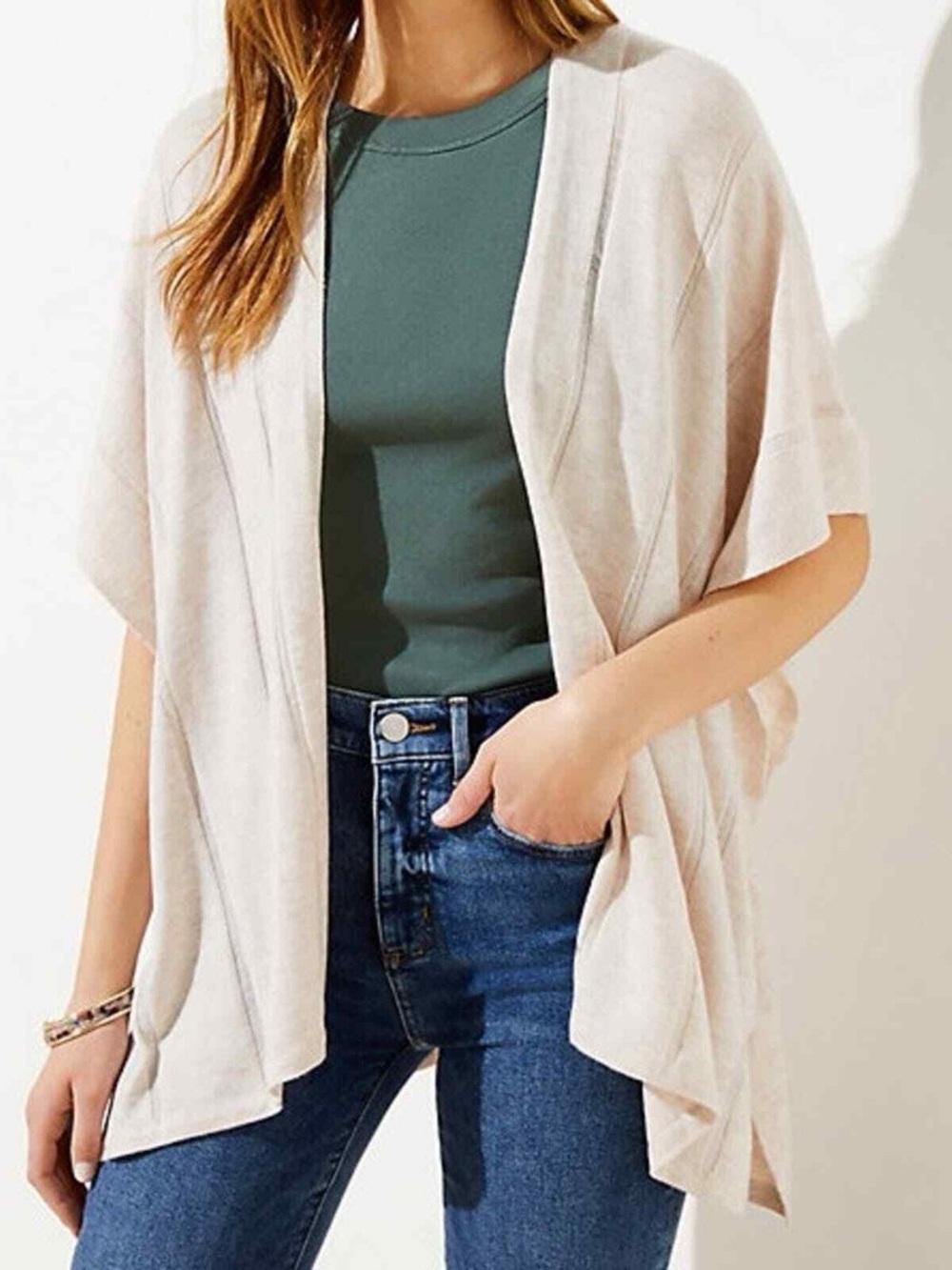 Loft Light Cream Open-Front Women's Cardigan